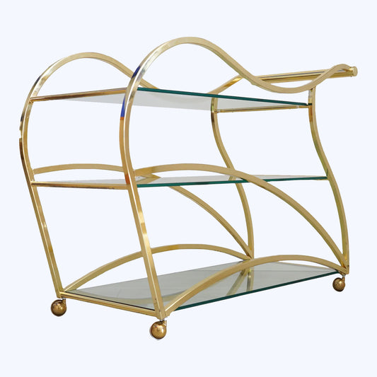 Vintage "Flow" Brass Bar Cart by Design Institute of America, Late 20th Century