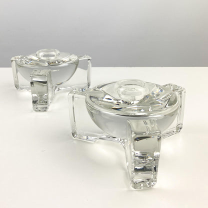 Hand Forged Glass Candle Taper Holder Pair