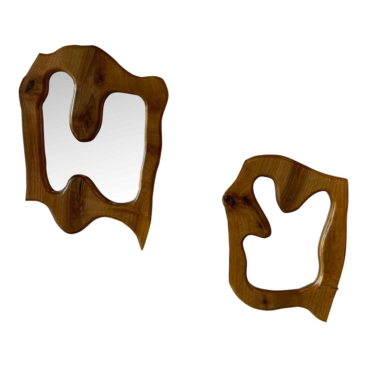 Organic Modern Abstract Wall Mirror Pair