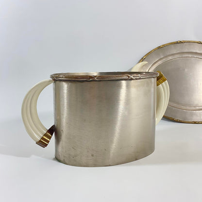 Stainless Steel and Faux Horn Ice Bucket With Tray